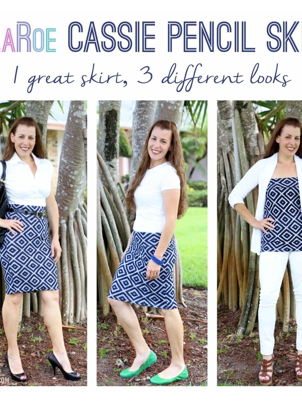LuLaRoe Cassie pencil skirt Navy with Orange & White Paisley Print - Picture 4 of 4